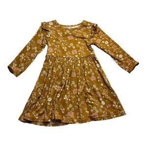 Emerson and Friends Long Sleeve Mustard Floral Bamboo Dress Size 12-18 Months